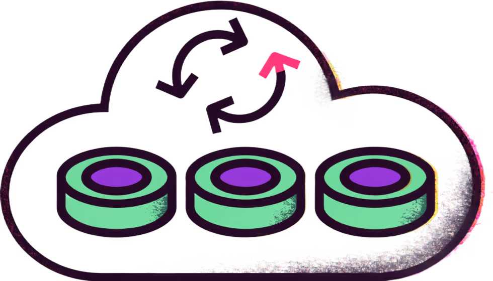 Ilustração de uma nuvem com backup mostrando onde ficam guardados os dados coletados no site