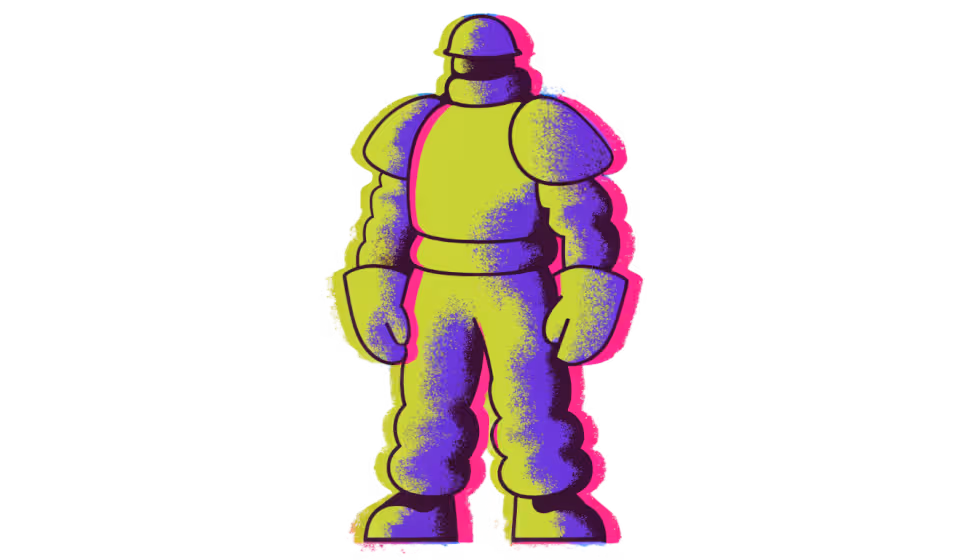 Ilustração da silhueta de um trabalhador vestindo equipamento de proteção completo