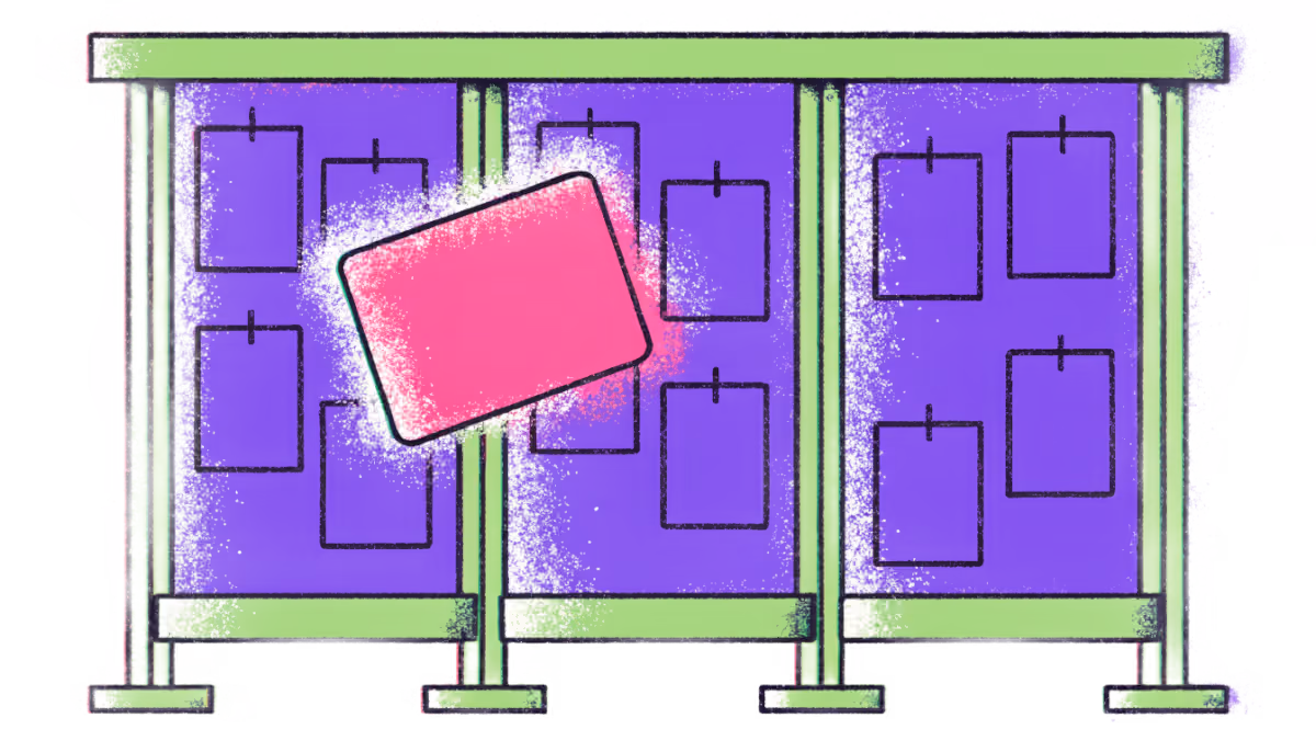 Ilustração de um quadro com três colunas de cartões