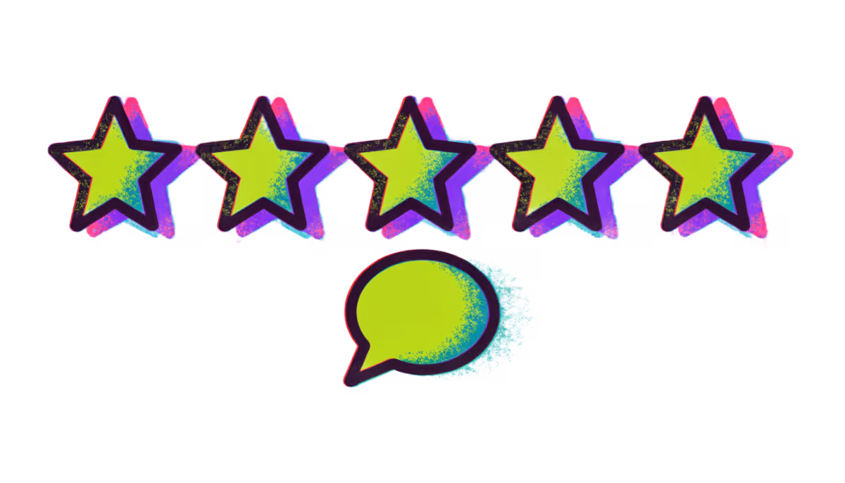 Ilustração de estrelas de avaliação com um balão de resposta