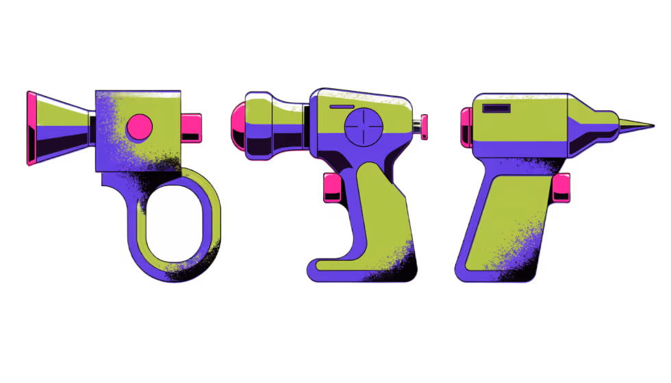 Ilustração de três tochas de solda diferentes enfileiradas