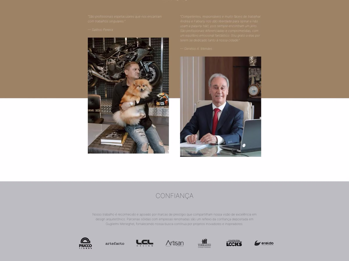 Mockup do site da Guglielmi Meneghel