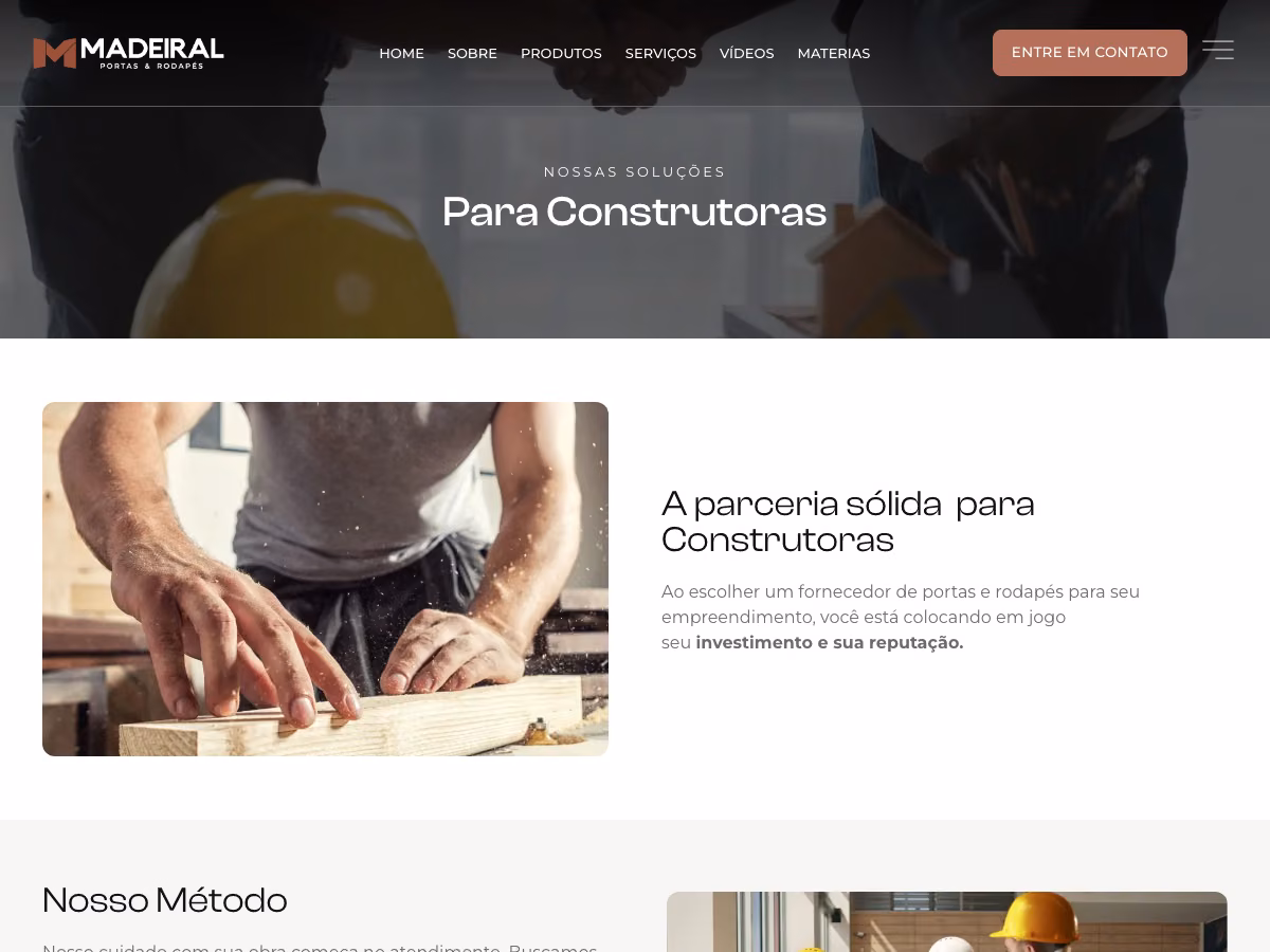 Mockup do site da Madeiral Portas