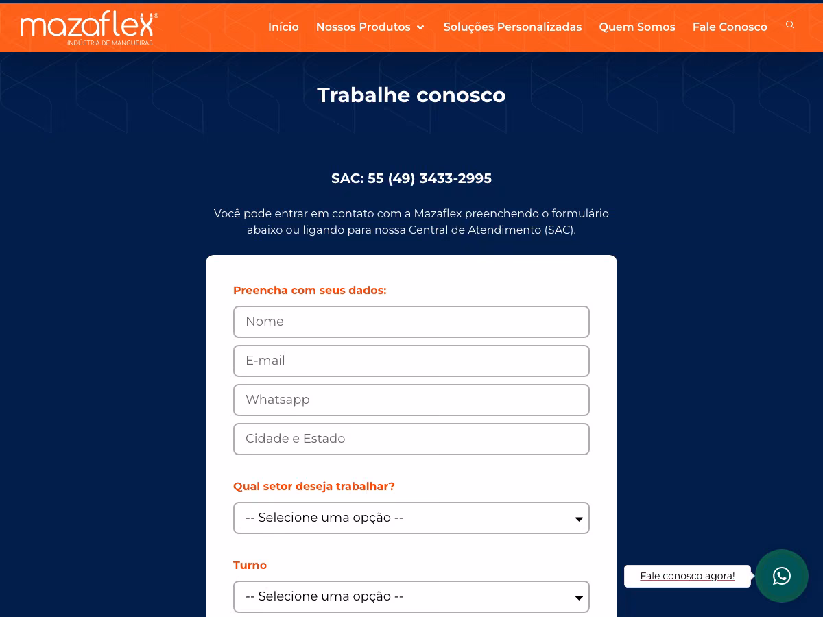 Mockup do site da Mazaflex