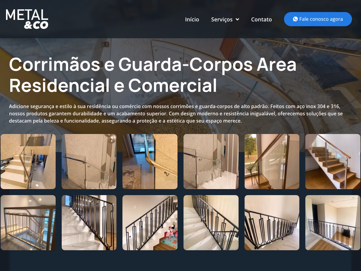 Mockup do site da Metal Collection
