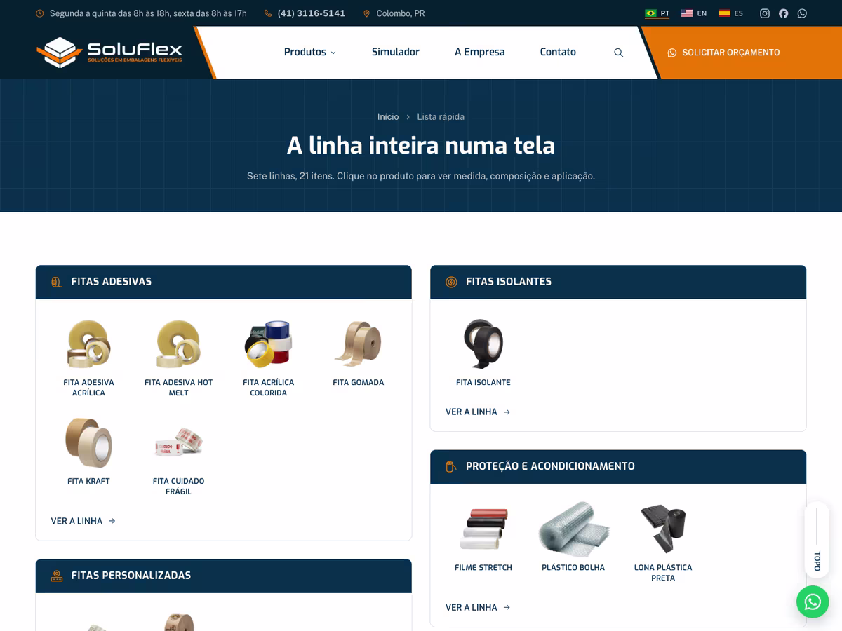 Mockup do site da Soluflex