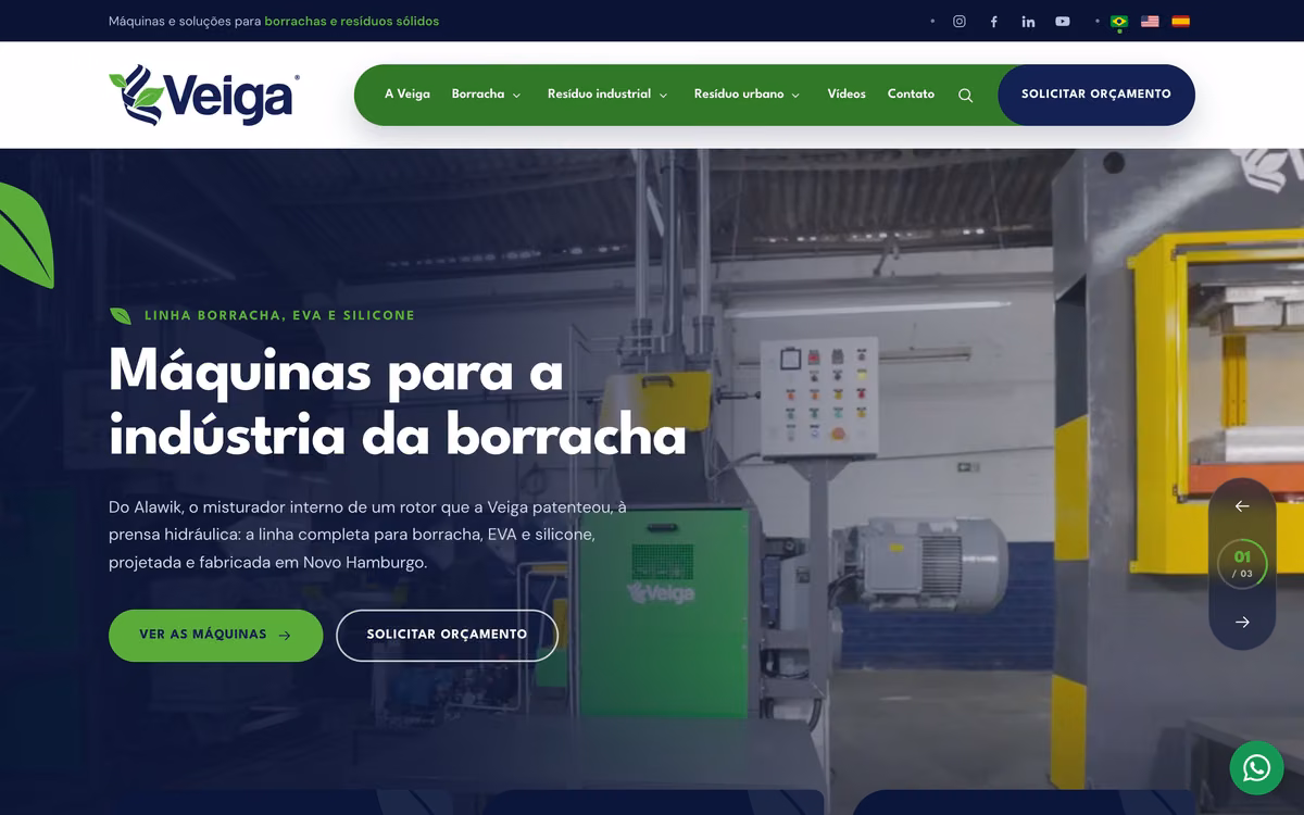 Depois: a página inicial do site novo da Veiga Sul