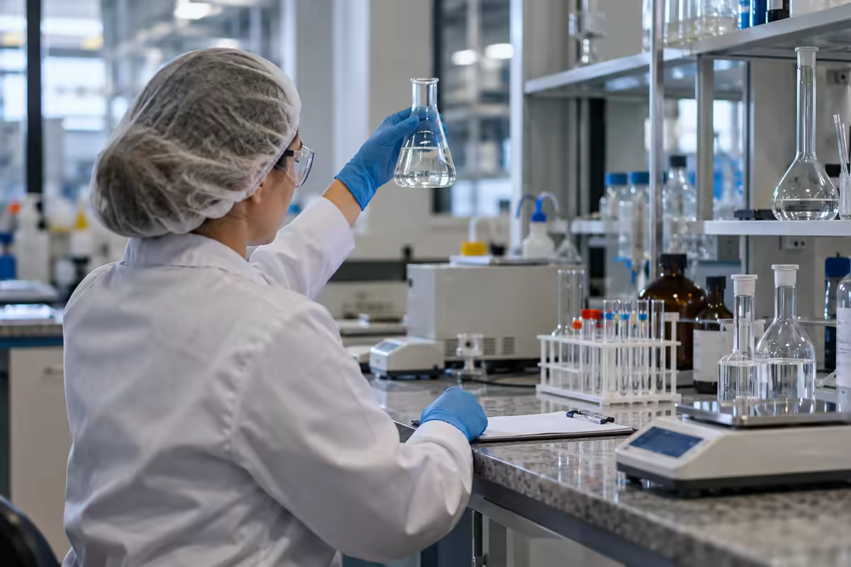 No laboratório: Ficha técnica e laudo nascem aqui. O comprador técnico quer ver.