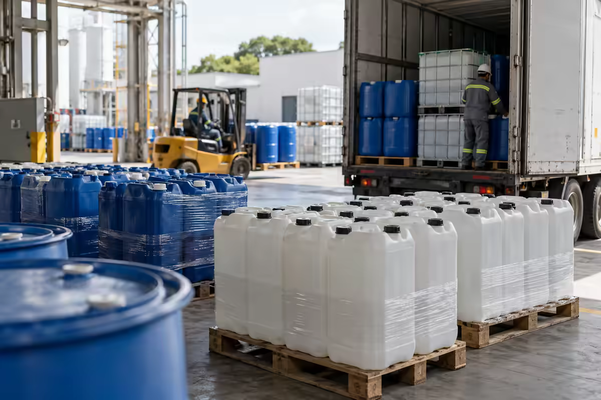 Na expedição: Produto embalado e pronto para o distribuidor.