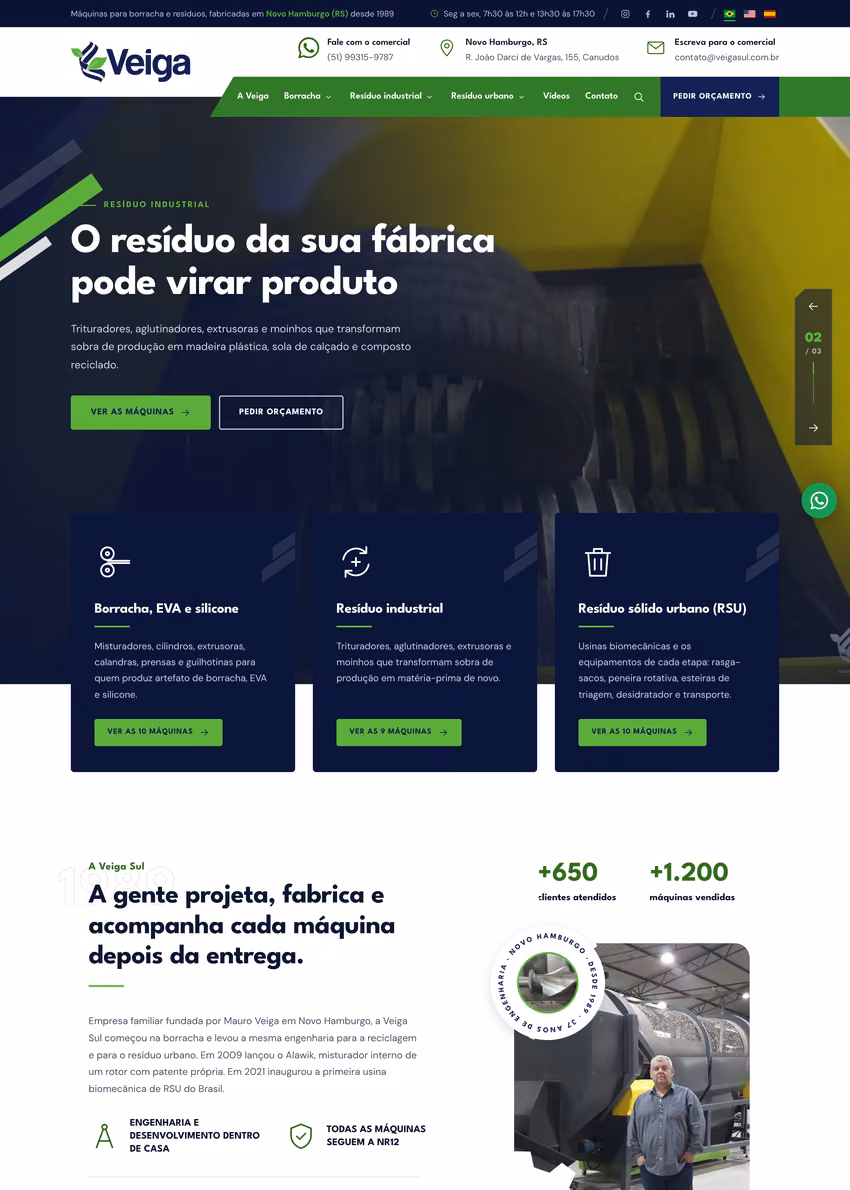 Site da Veiga Sul no computador